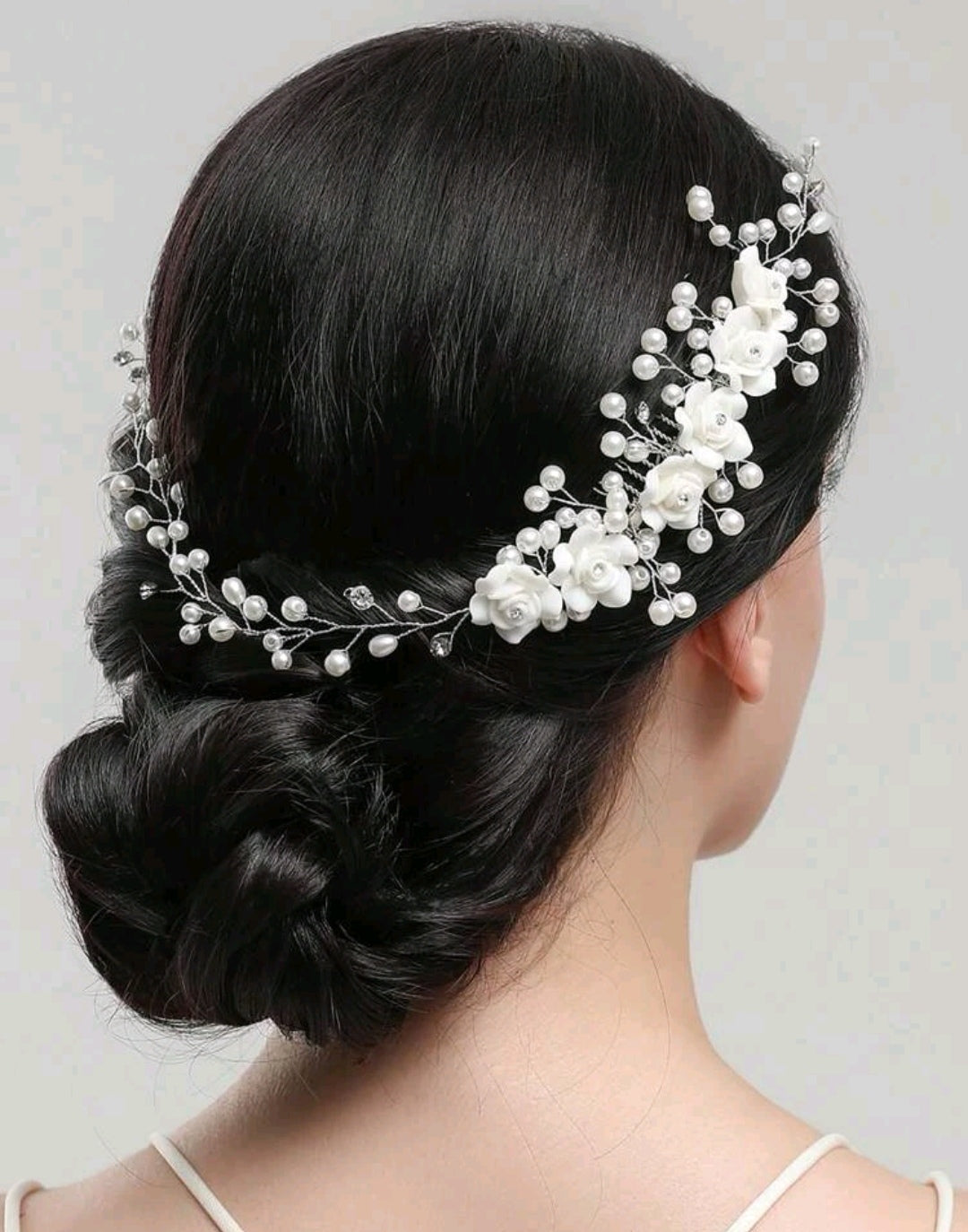 Flower & Pearl Design Hair Comb