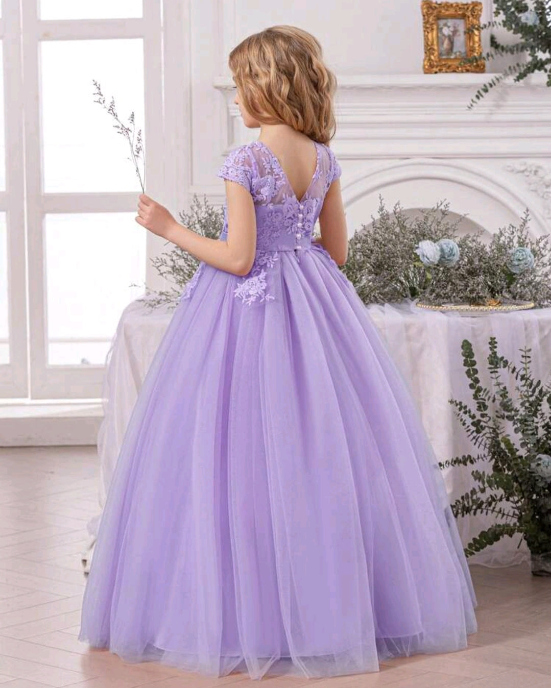 Tween Girl Bowknot Embroidered Tulle Party Dress