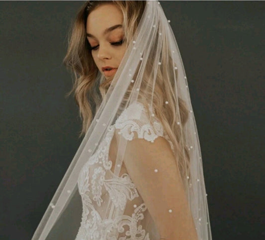 Pearl Wedding Veil without comb