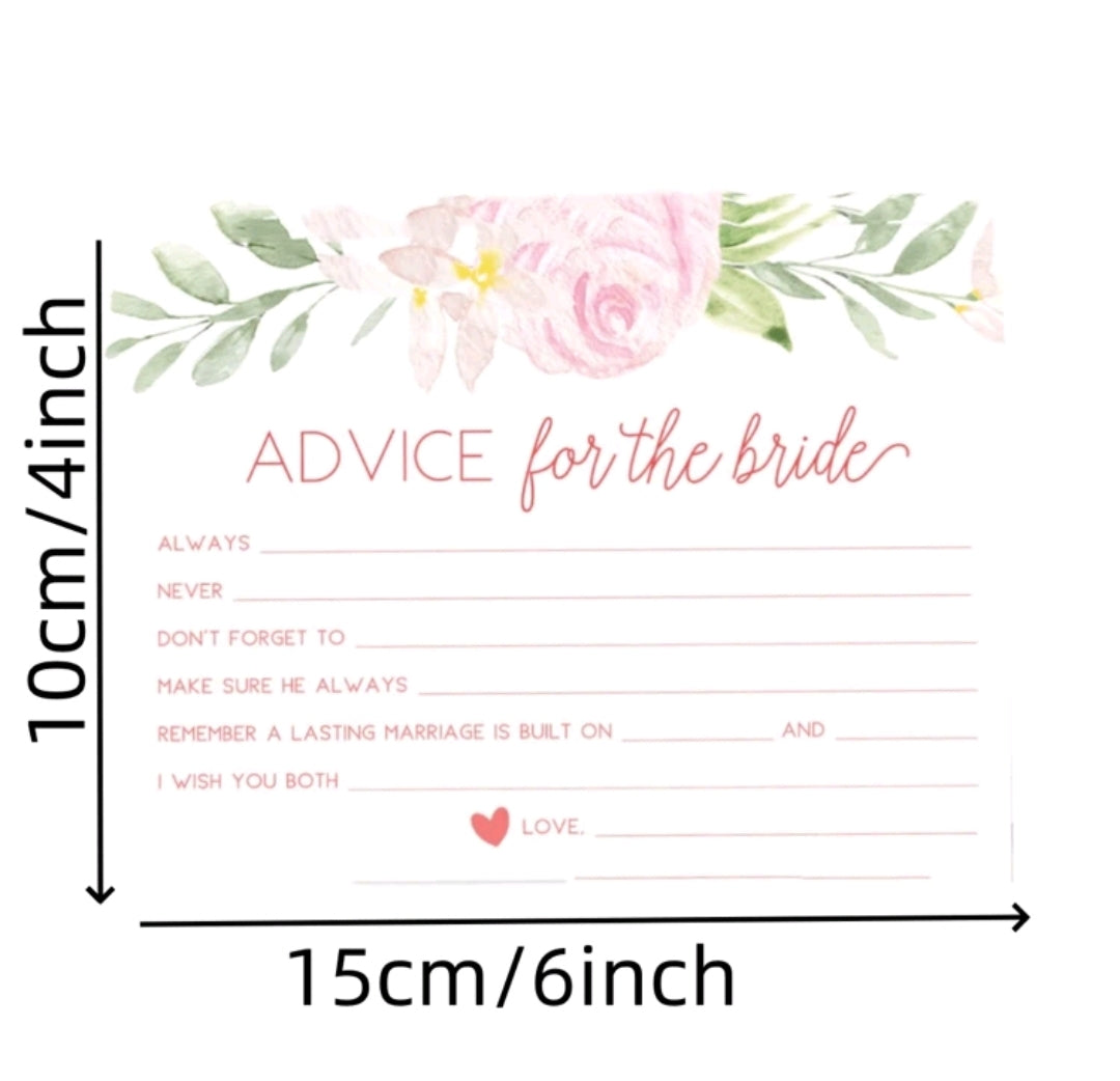 10pc Advice Cards For The Bride
