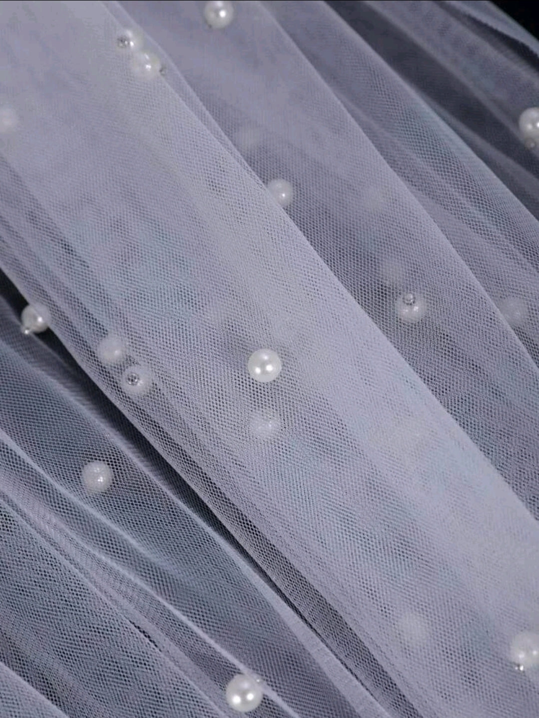 Short Faux Pearl Bridal Veil With Hair Comb