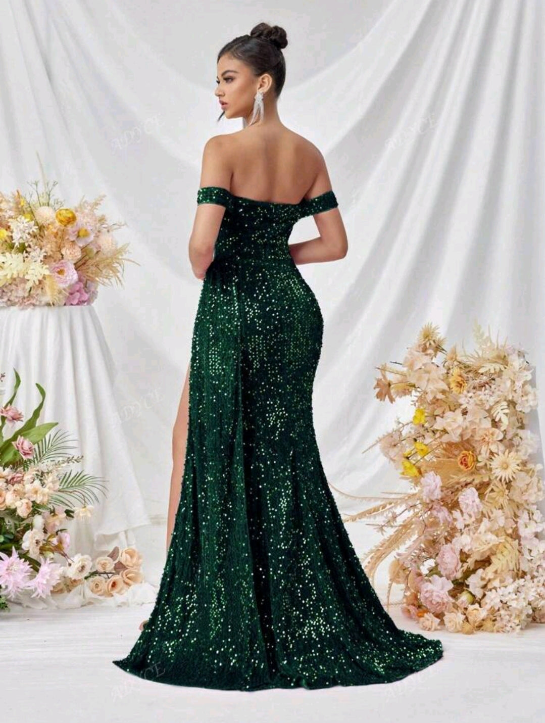 Glittering Off-Shoulder Evening Party Dress