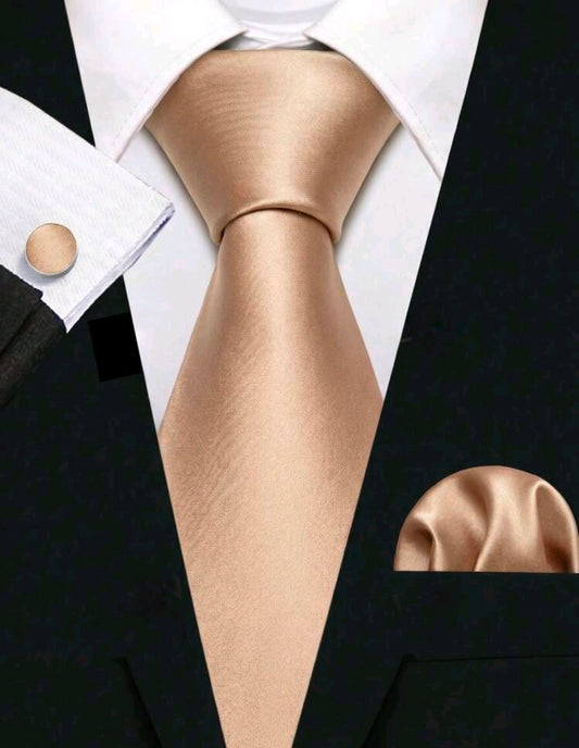 Tie And Pocket Square Set Champagne