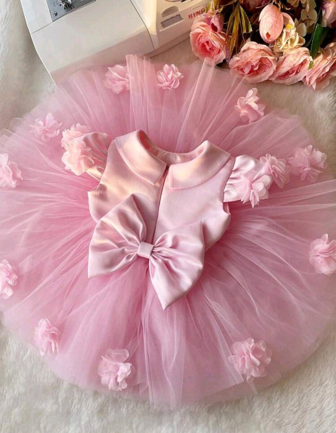 Toddler 3D Flower Bow Princess Dress
