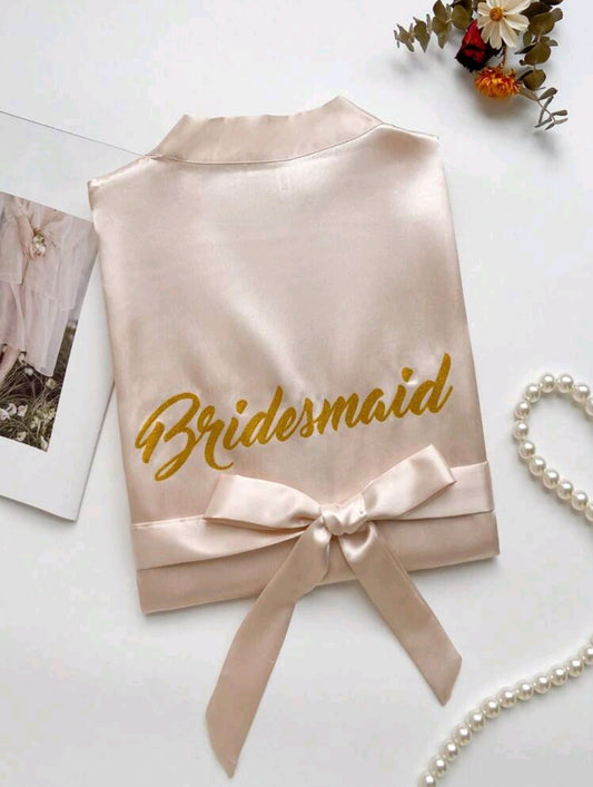 Bridesmaids Golden-Printed Kimono Style