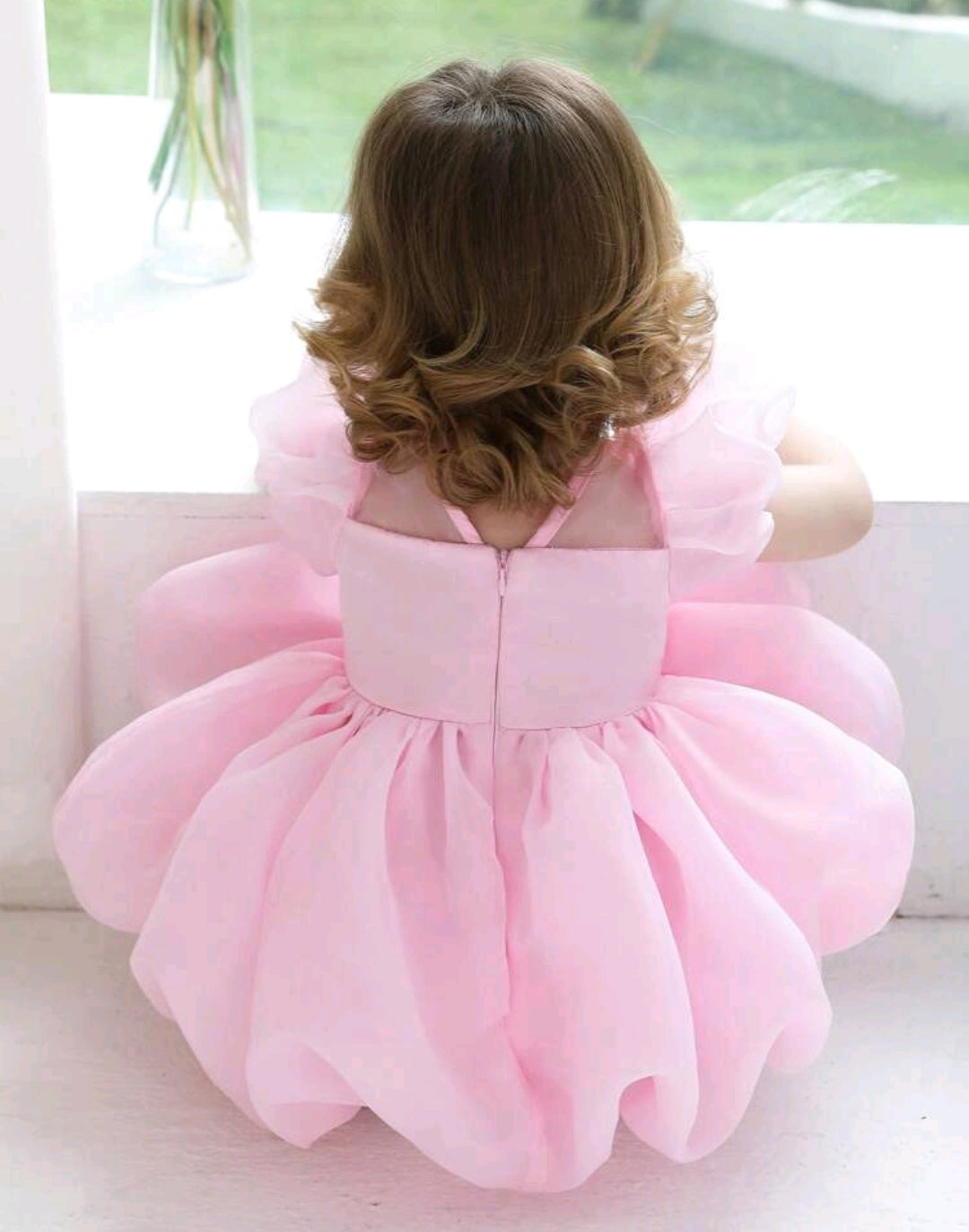 Toddler Bowknot Puff Sleeve Tulle Dress