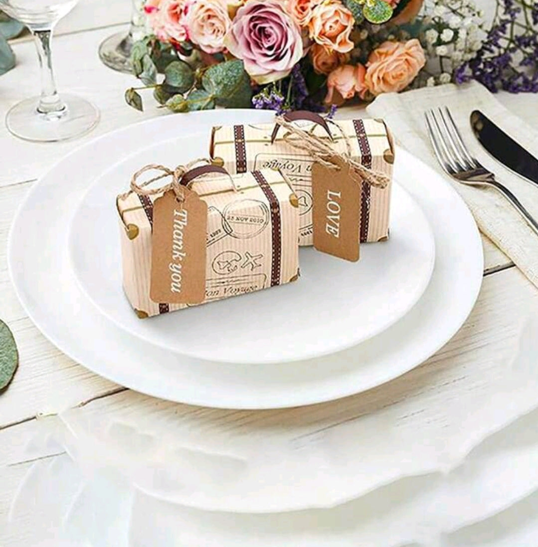 50 Pcs Mini Suitcase Wedding Favor Boxes