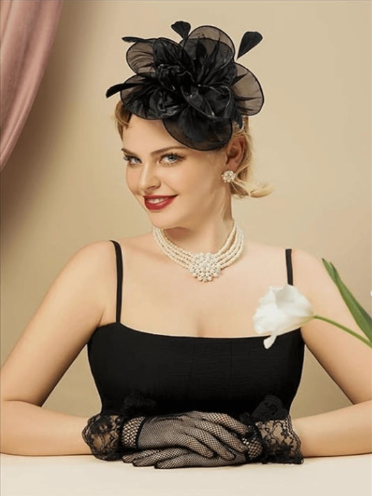Black Tea Party Fascinator Set
