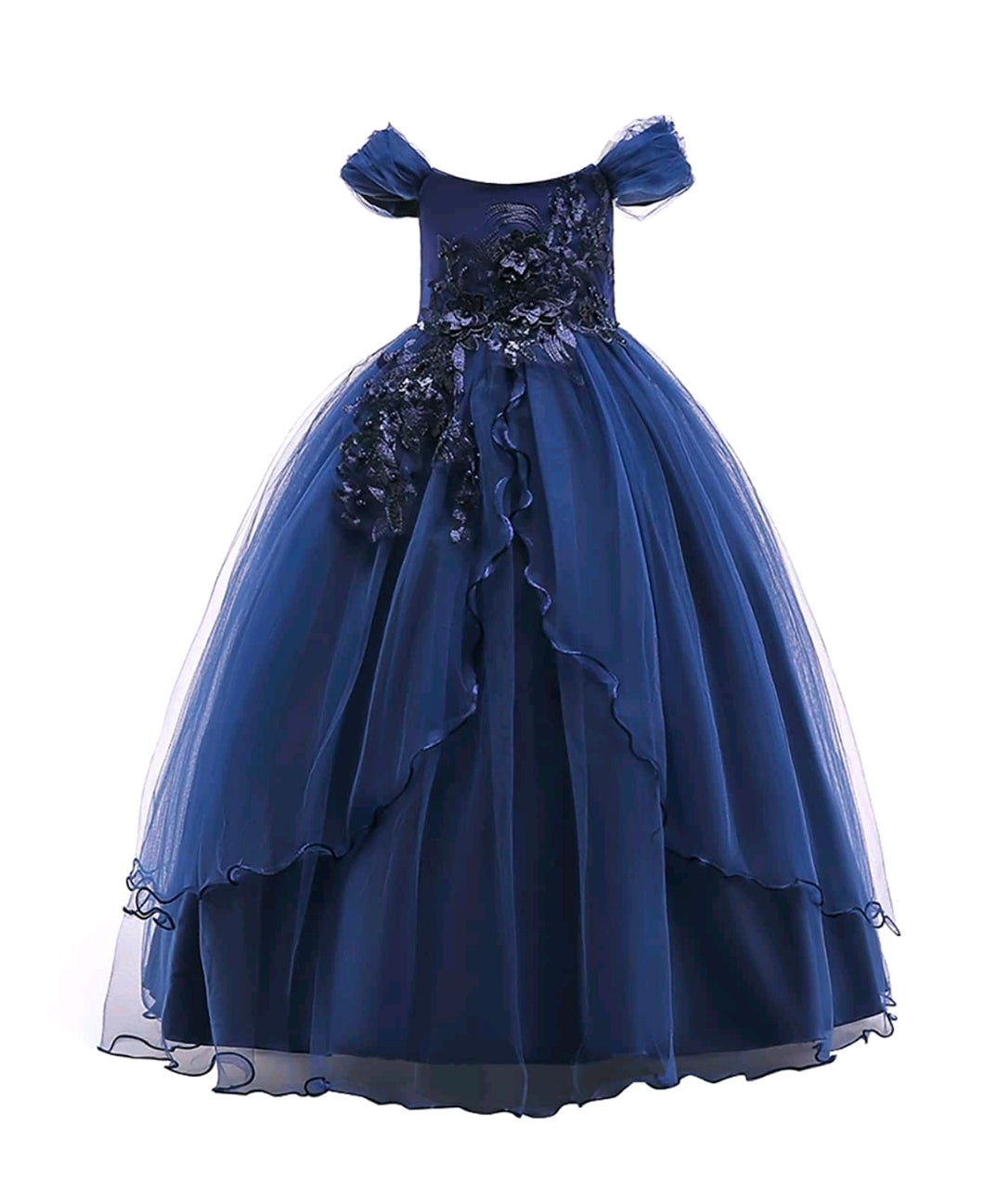 Tween Girl Ruffled Bowknot Decor Tulle Princess Dress
