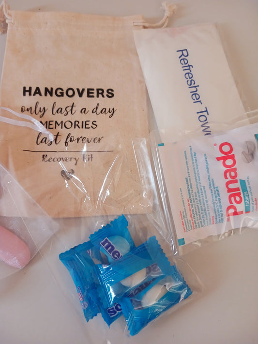 5pc Bachelorette Gift Bags with recovery goodies