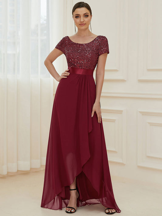 Mother of Bride Round Neck A-Line Floor Length Dress