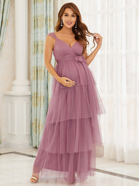 Orchid Strappy Layered Maternity Dress Orchid Strappy Layered Maternity Dress