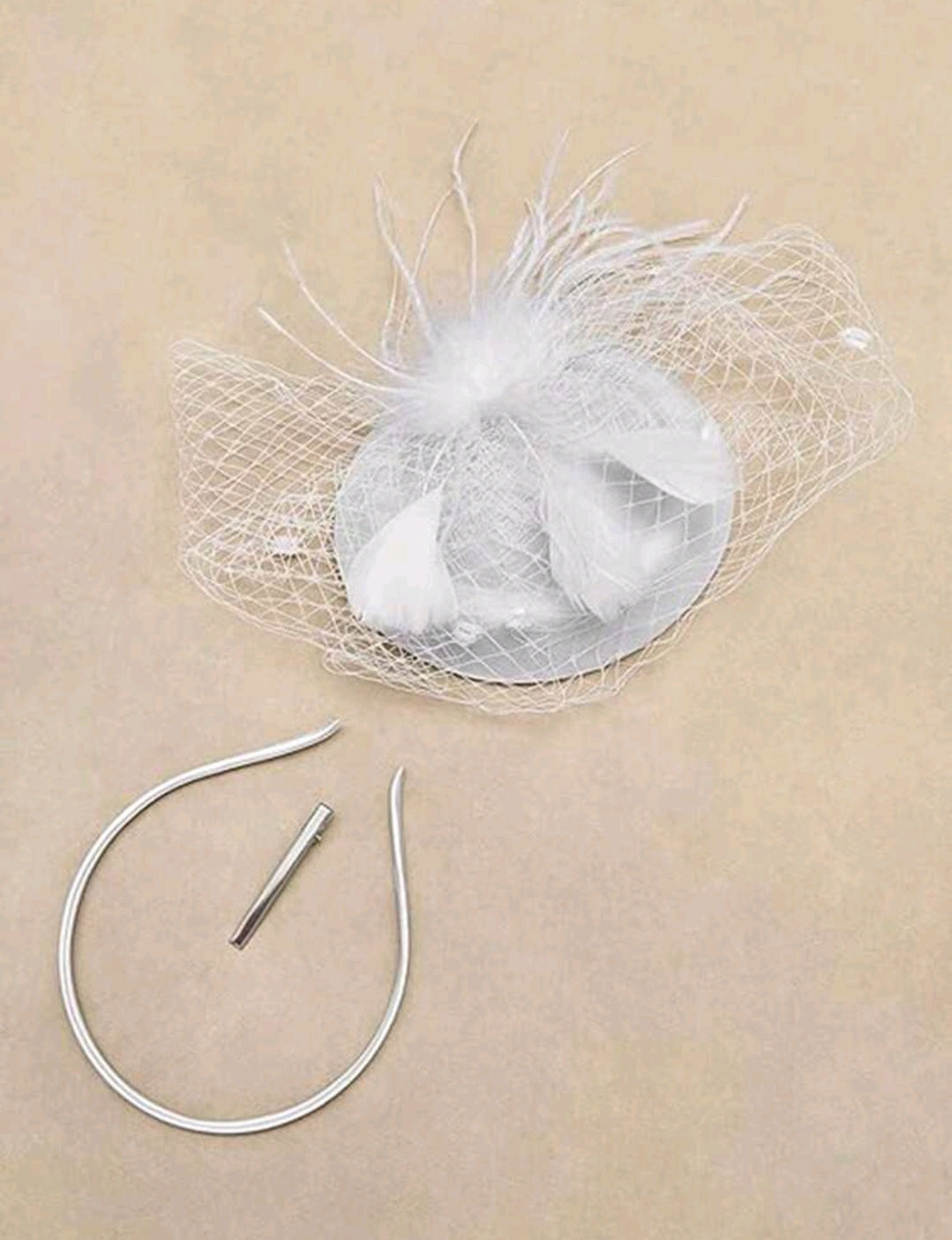 White Feather Headpiece Tea Party Hat