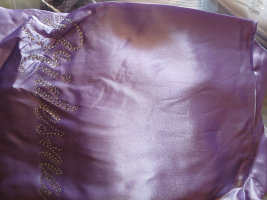 Lilac Belted Satin Bridesmaids Robe Silver Text
