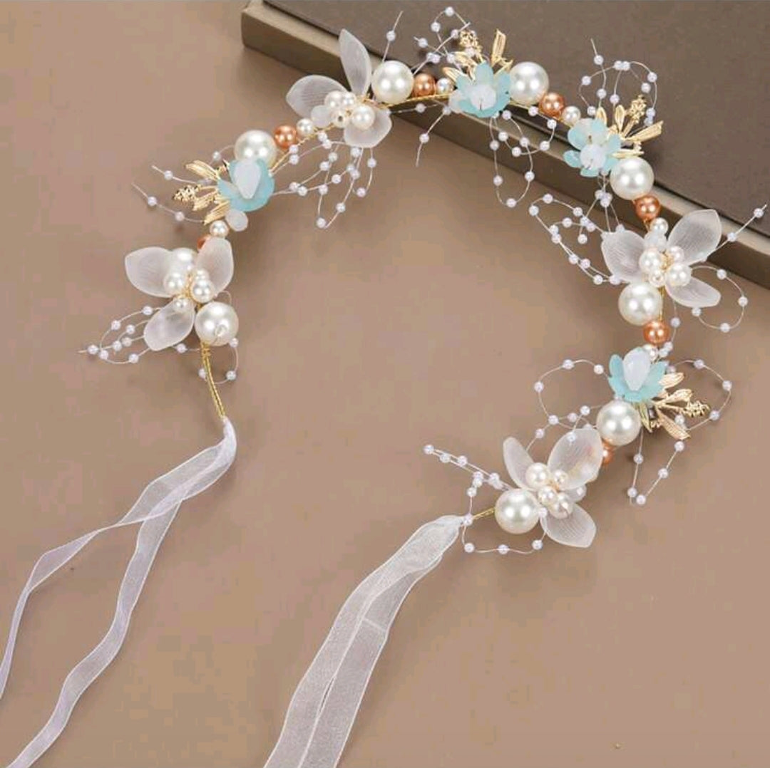Girls' Blue Flower Girl Headband
