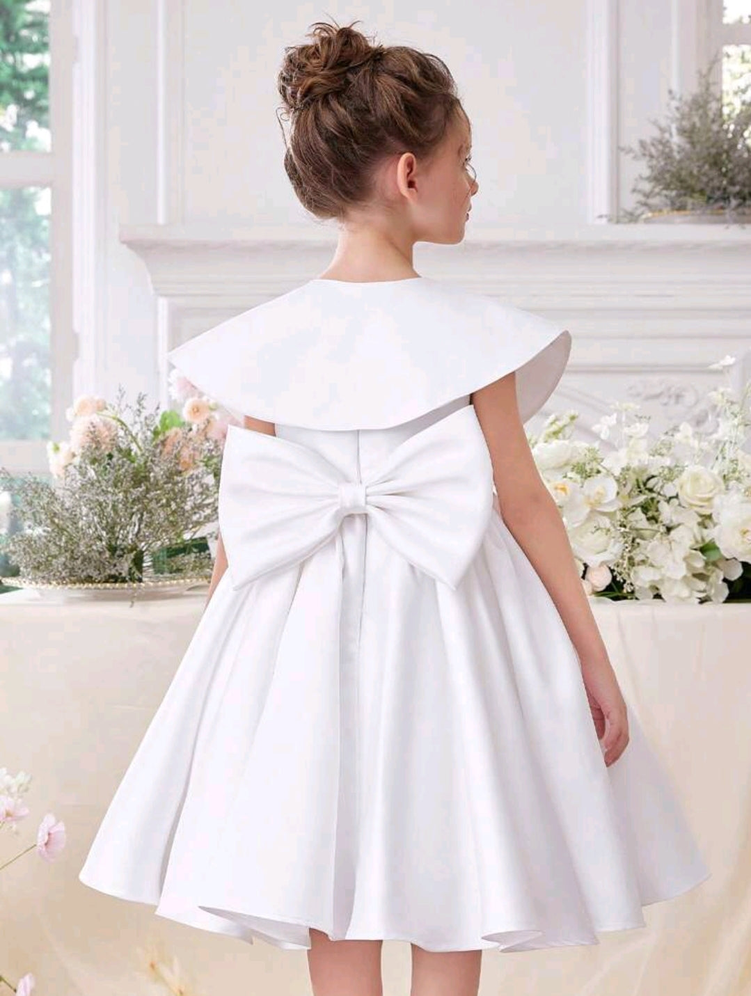 Girls Beaded Bowknot Party Dress
