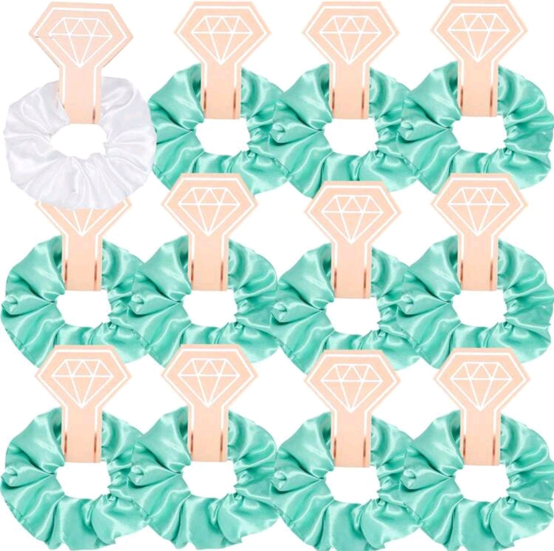 12pcs/set Satin Hair Scrunchies Apple Green