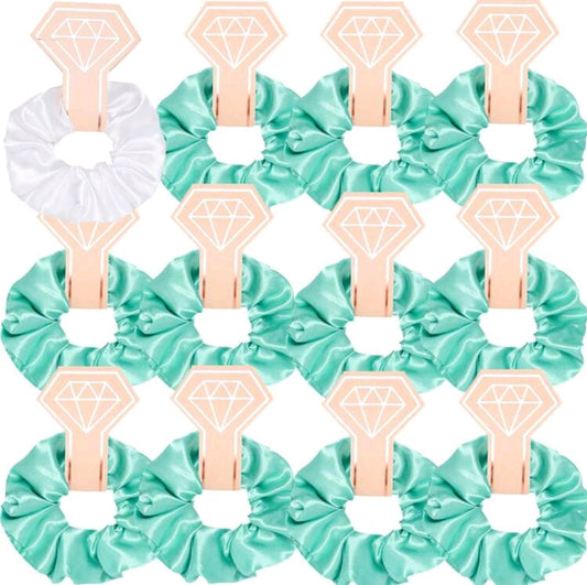 12pcs/set Satin Hair Scrunchies Apple Green