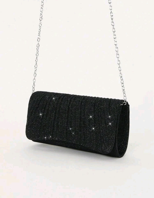 Mini Envelope Bag Glamorous Pleated Detail Flap Chain Glitter