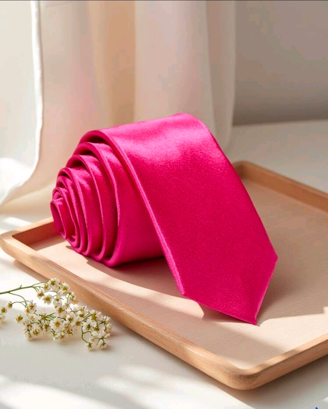 Shiny Wedding Tie Hot Pink