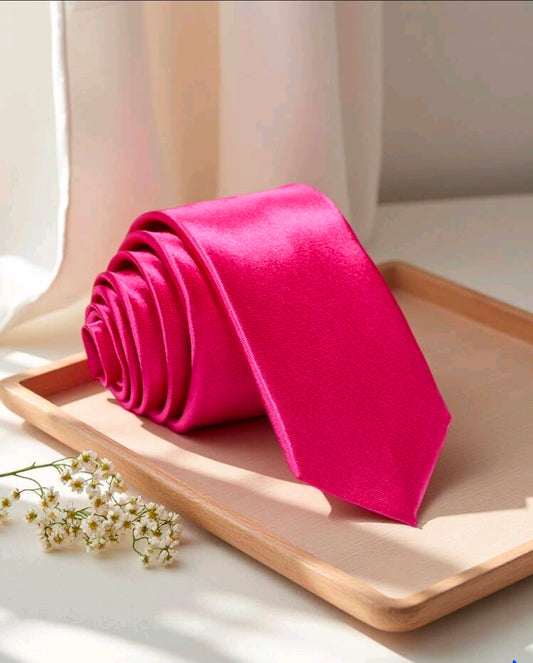 Shiny Wedding Tie Hot Pink