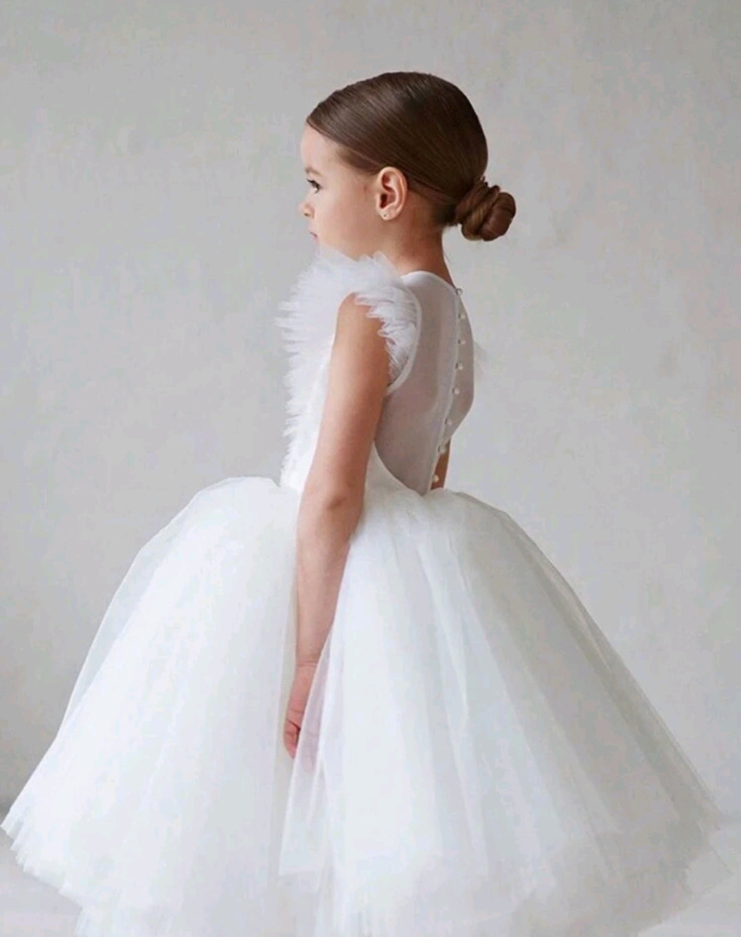 Tween Girls Elegant Tulle Dress White