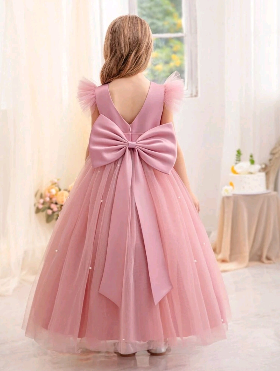 Tween Girls' Beaded Bowknot Princess Dress Orchid