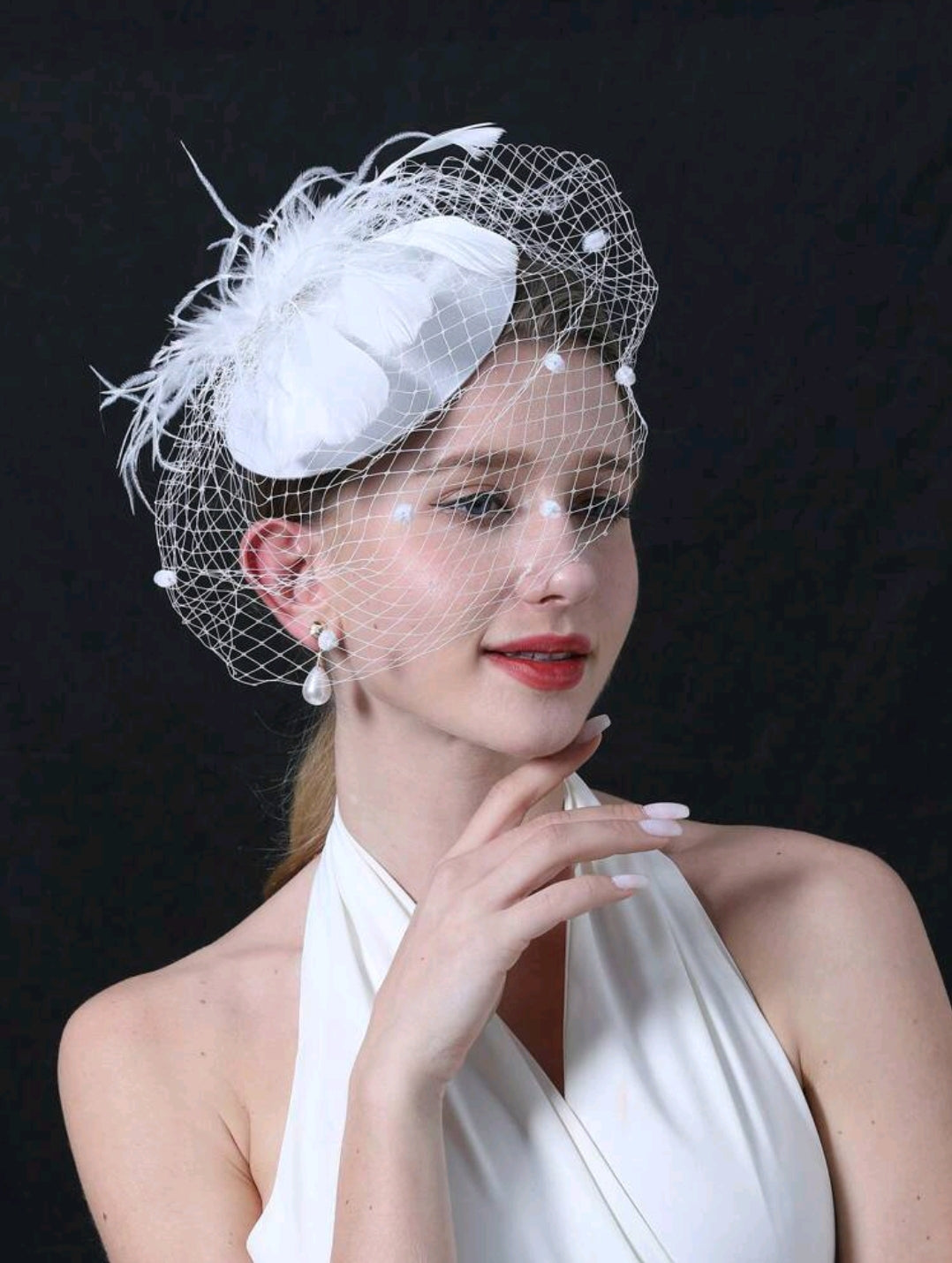 White Feather Headpiece Tea Party Hat