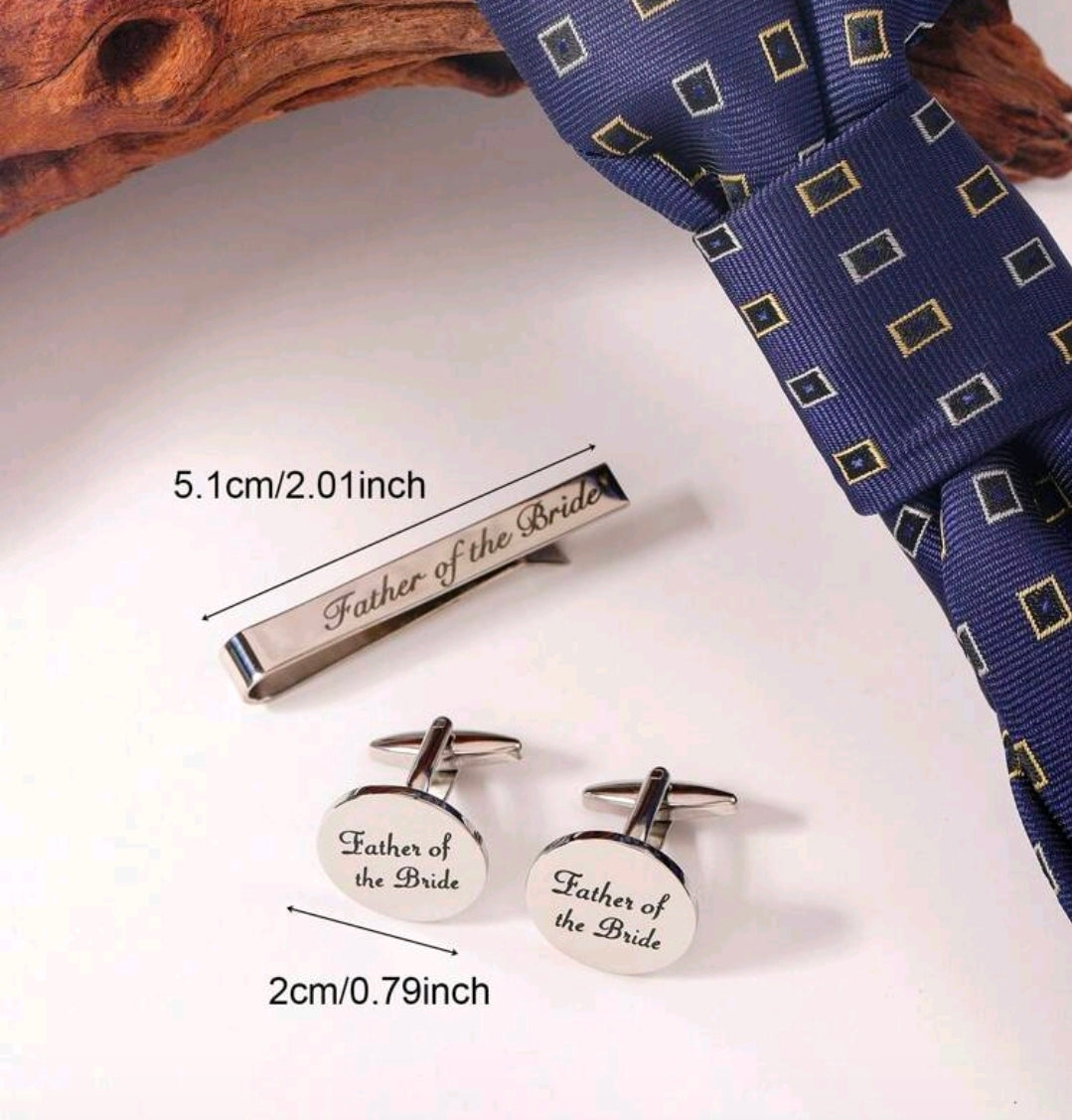 Groom Tie Clip and Cufflink Set