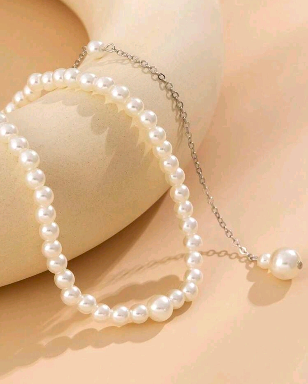 Faux Pearl Bridal Tassel Necklace