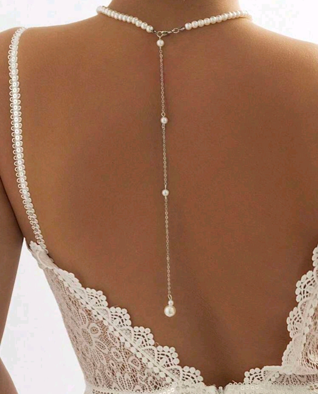Faux Pearl Bridal Tassel Necklace