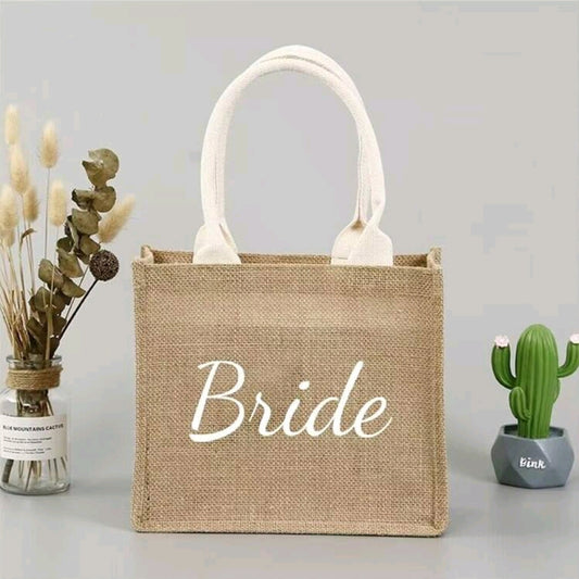 Bride Burlap Tote Bag