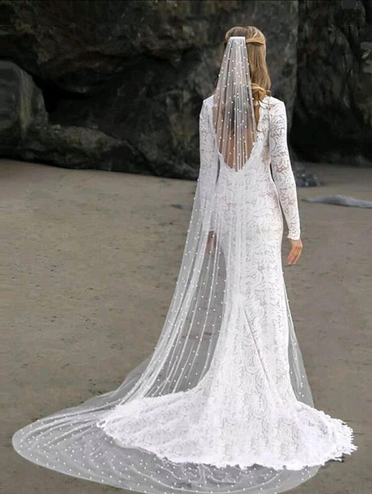 Pearl Bridal Veil Hair with Comb