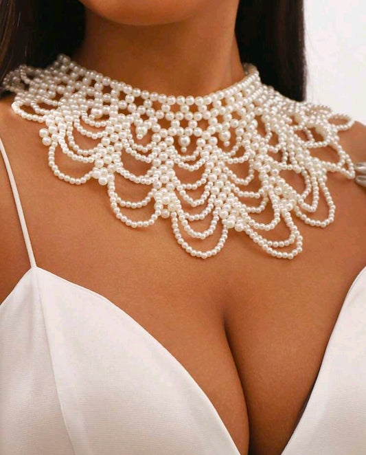 Flower Petal Design Faux Collar Necklace