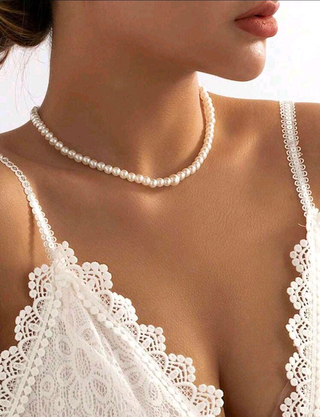 Faux Pearl Bridal Tassel Necklace