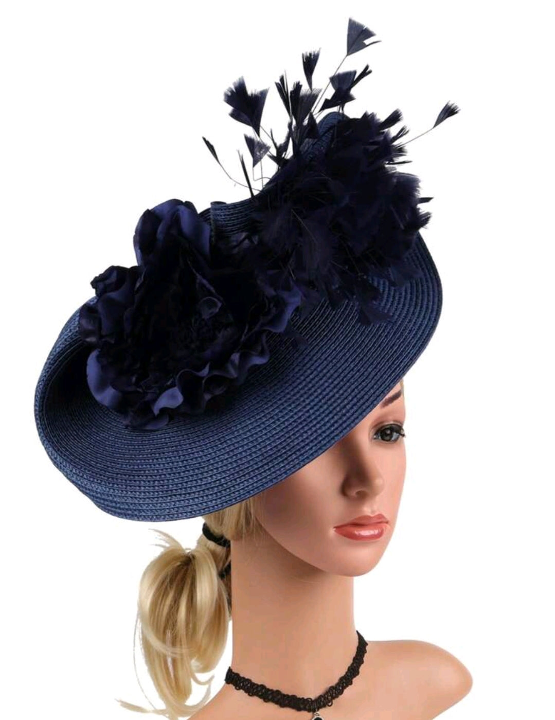 Feather Fascinator Navy