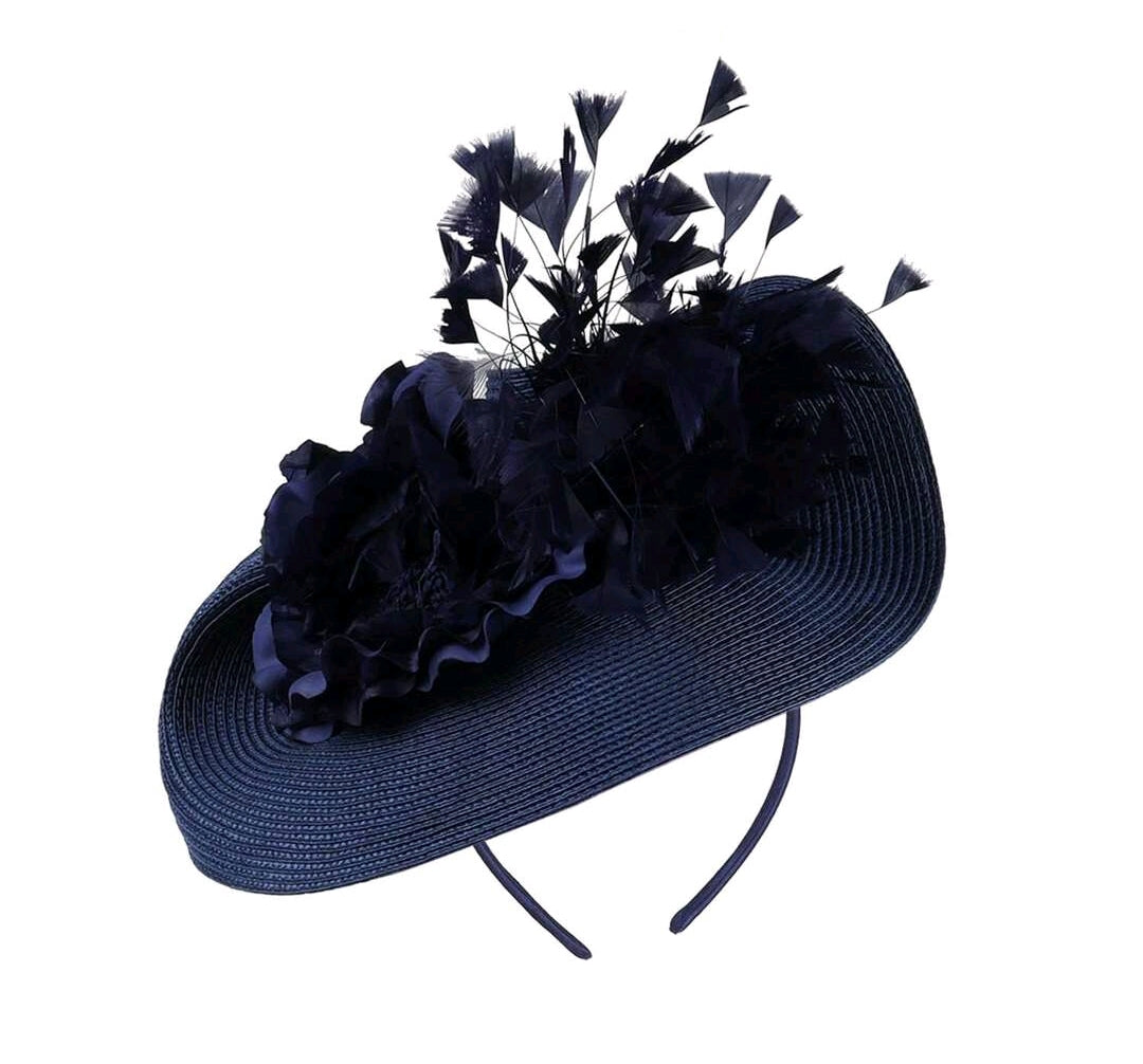 Feather Fascinator Navy