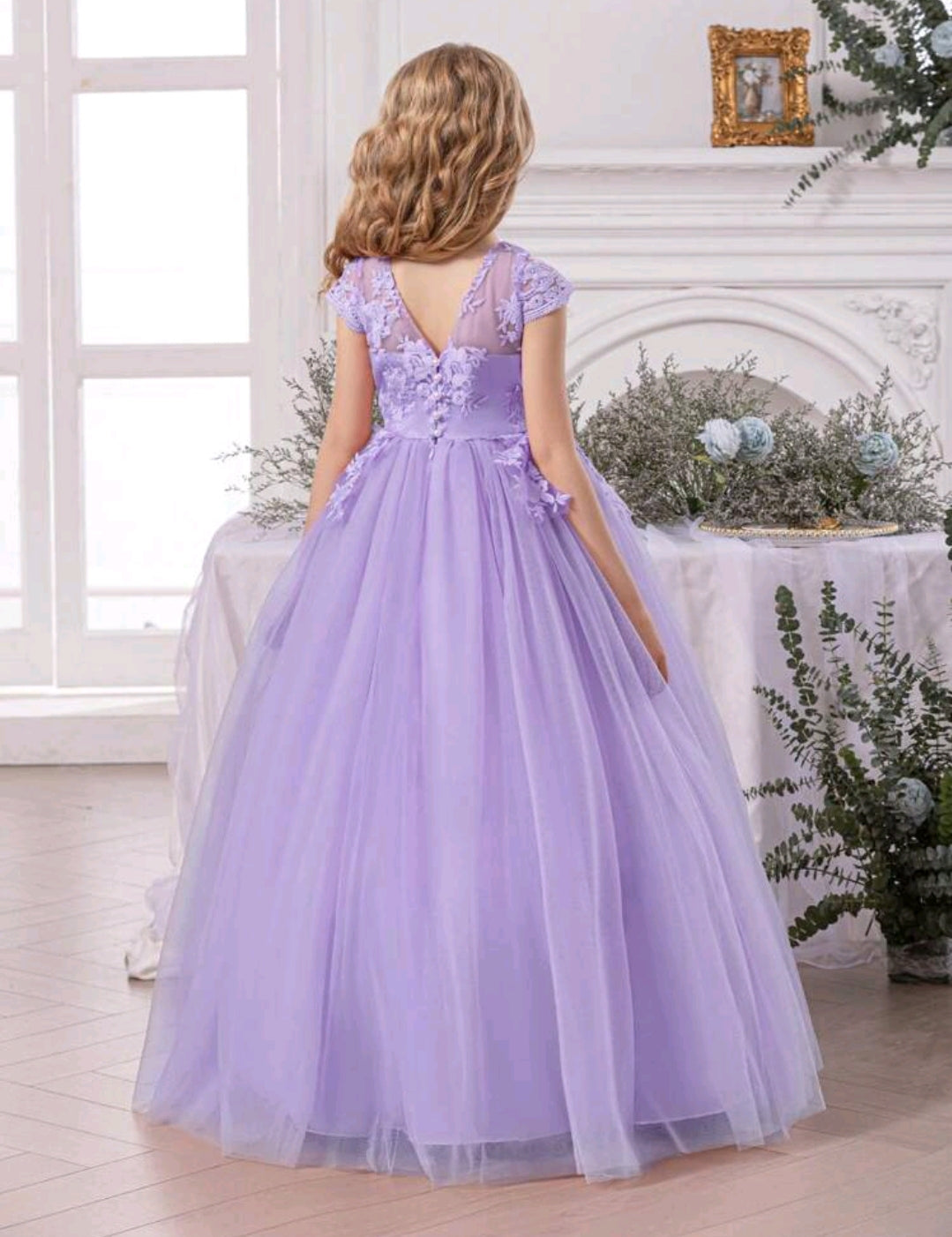 Tween Girl Bowknot Embroidered Tulle Party Dress