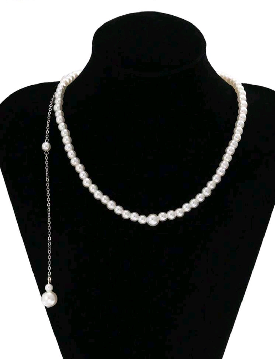Faux Pearl Bridal Tassel Necklace