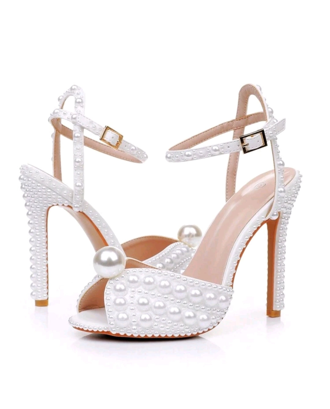 Wedding Faux Pearl Sandals White