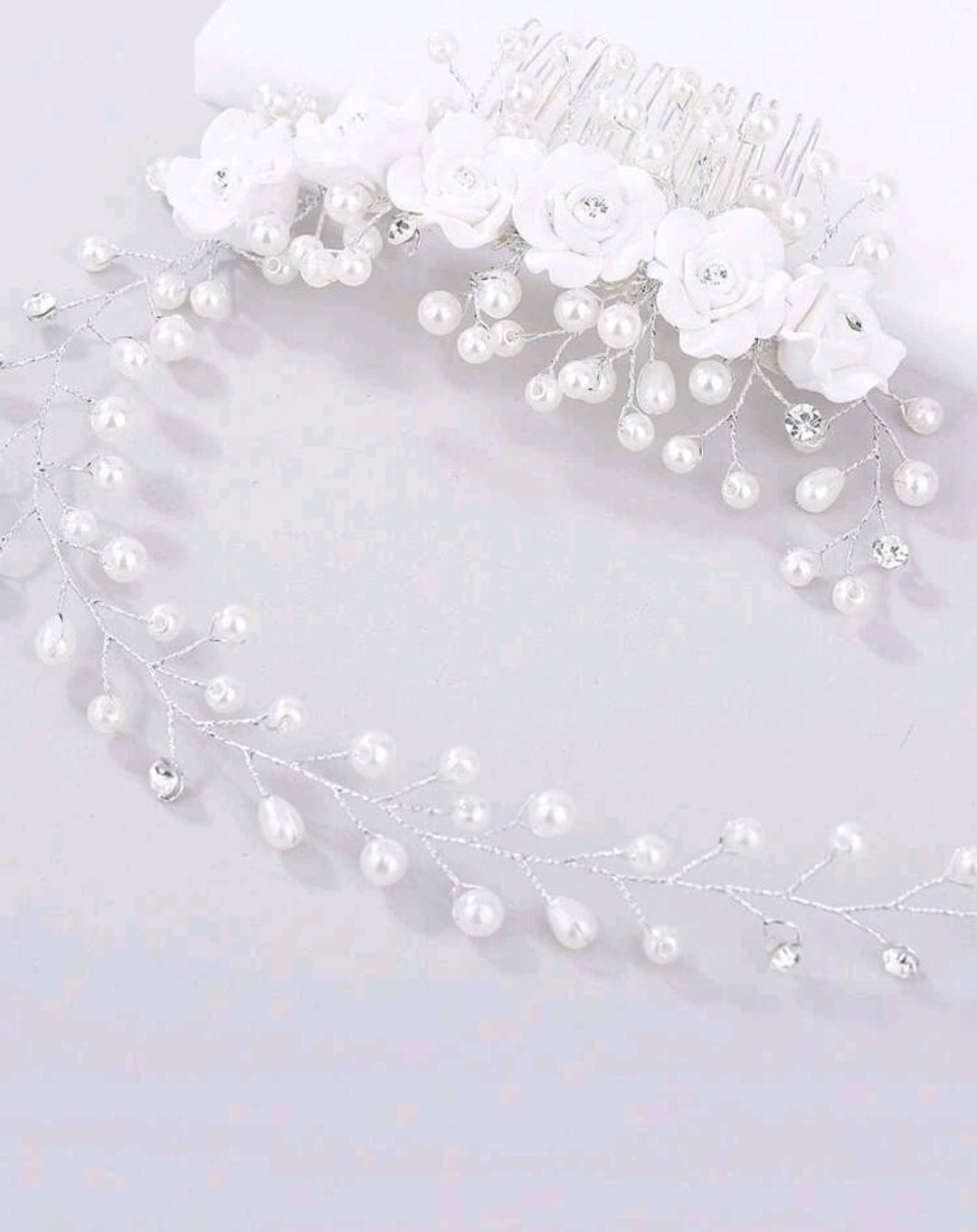 Flower & Pearl Design Hair Comb