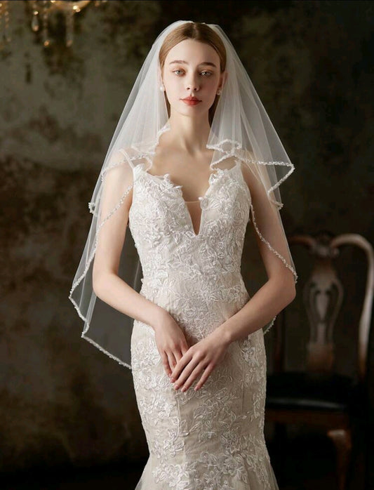 Double Layered Mesh Veil with Hair Comb Attached