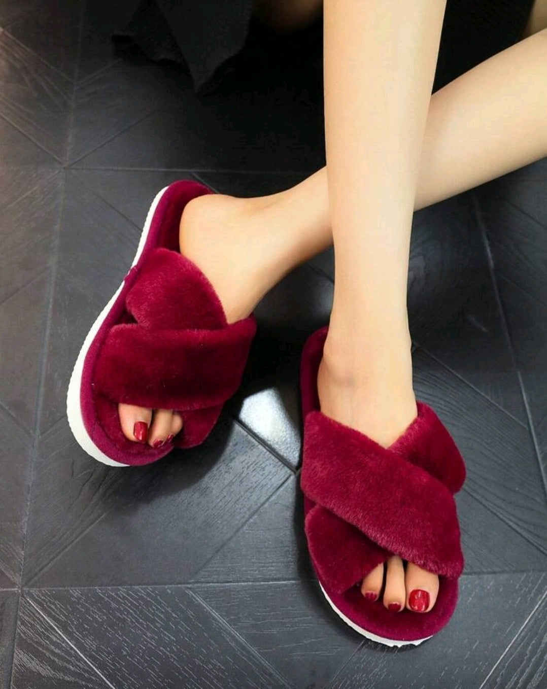 Red Rose Bridesmaids Fluffy Slippers
