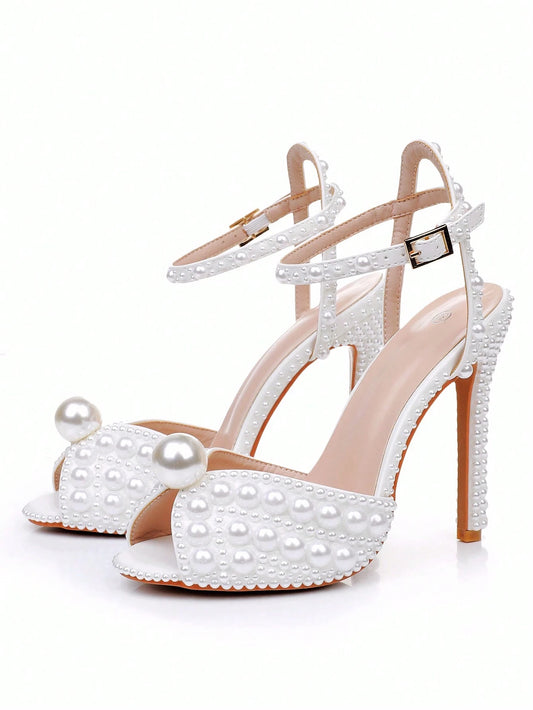 Wedding Faux Pearl Sandals White