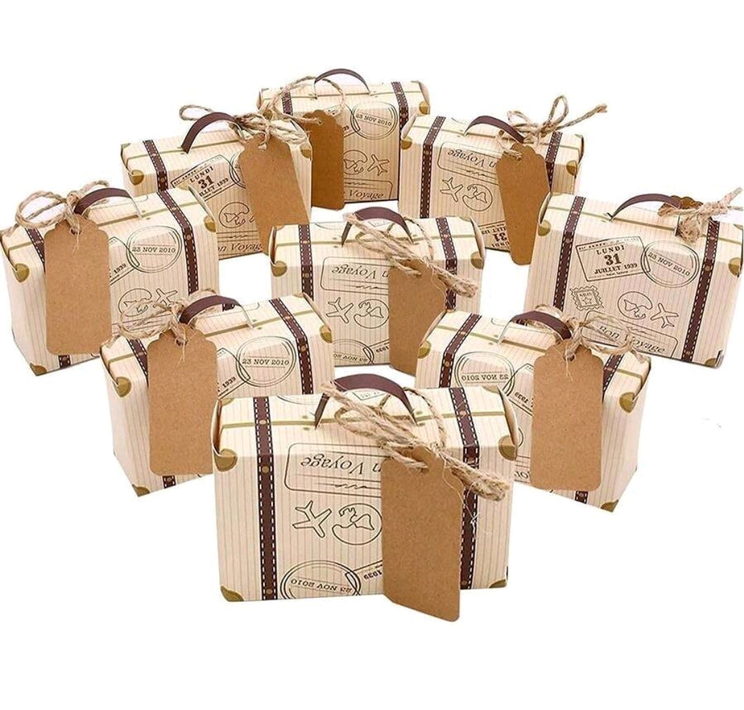 50 Pcs Mini Suitcase Wedding Favor Boxes