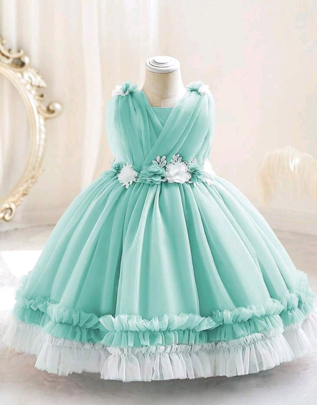3D Floral Mesh Princess Party Dress