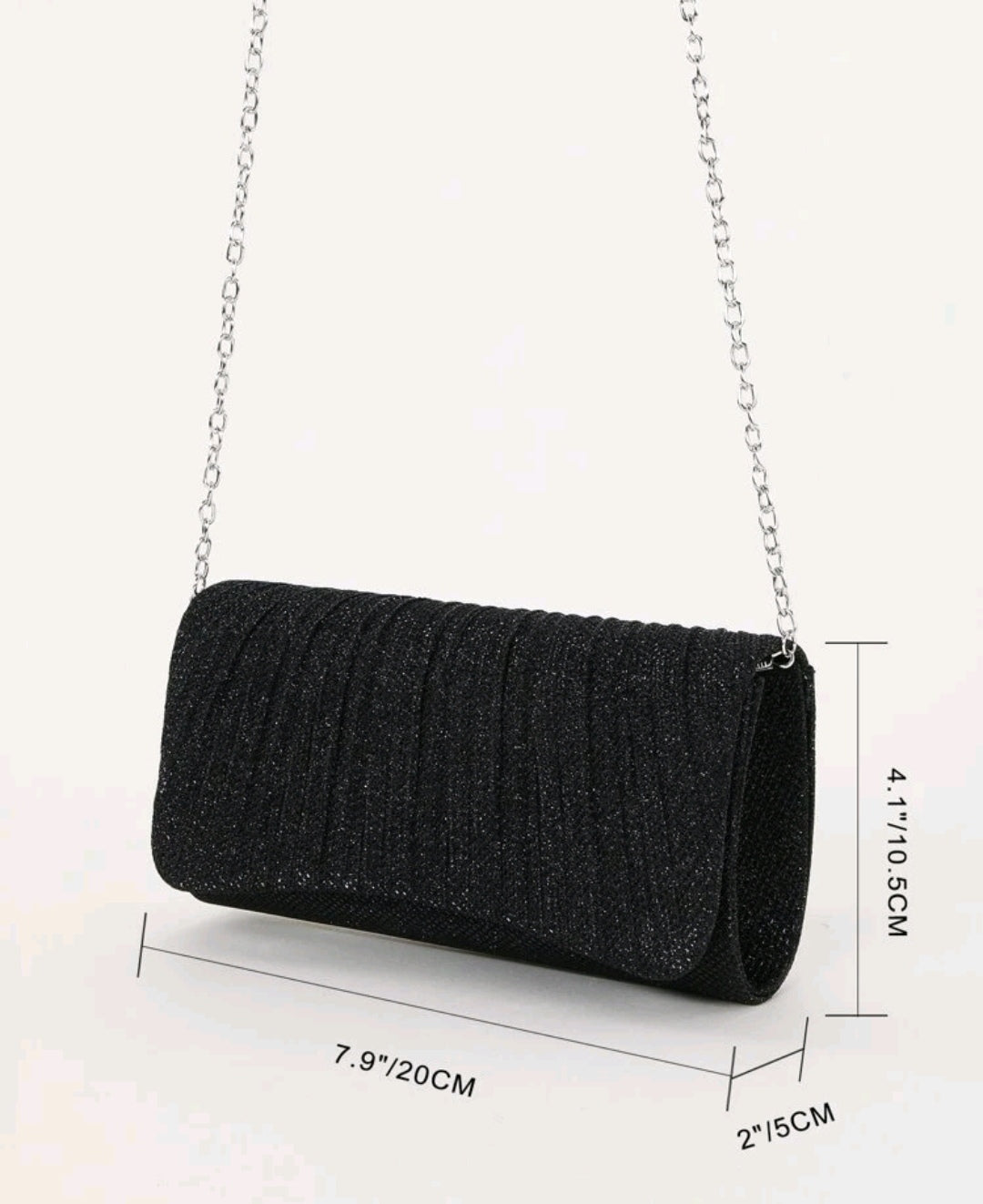 Mini Envelope Bag Glamorous Pleated Detail Flap Chain Glitter