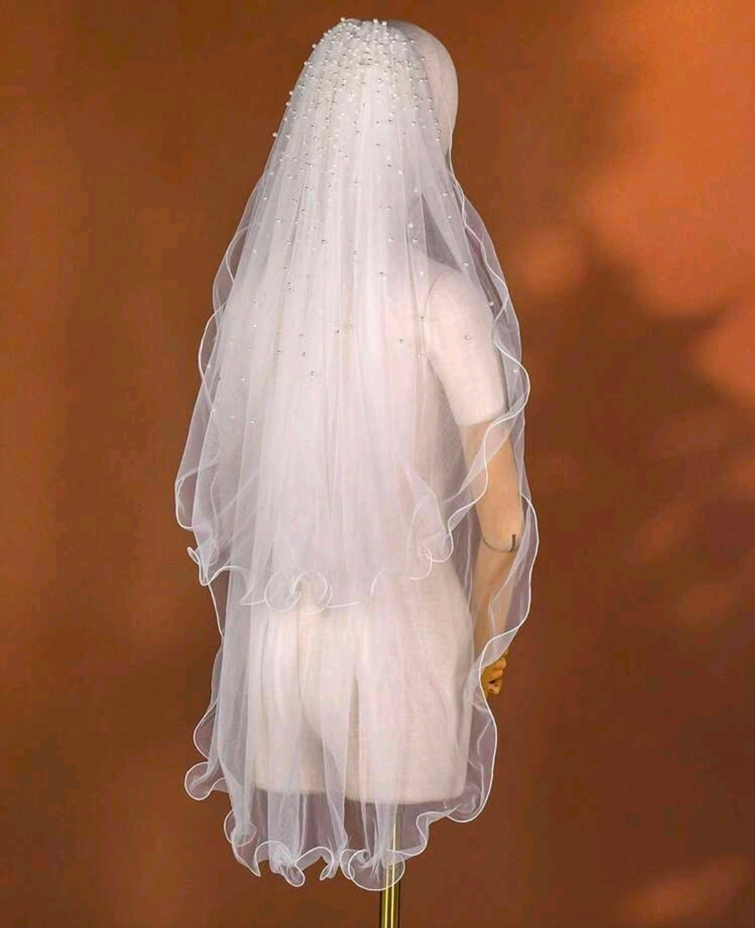 Short Faux Pearl Bridal Veil With Hair Comb