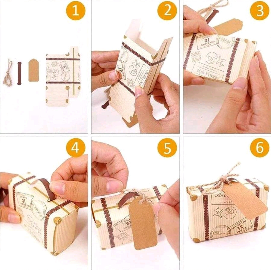 50 Pcs Mini Suitcase Wedding Favor Boxes