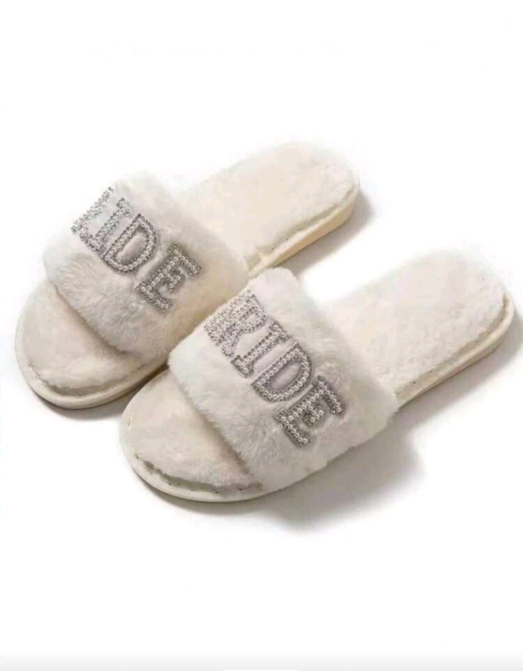 Bride's Fluffy Slippers white